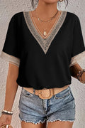 Black Lace Trim Blouse
