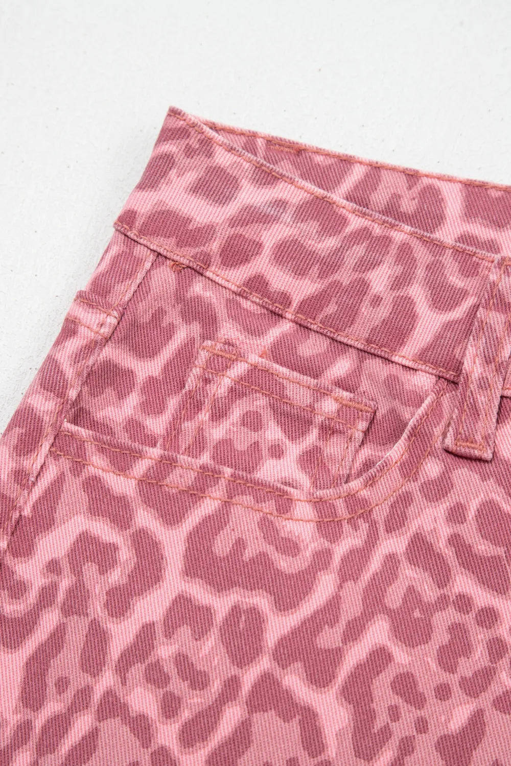 Rose Leopard Wide Leg High Waist Jeans