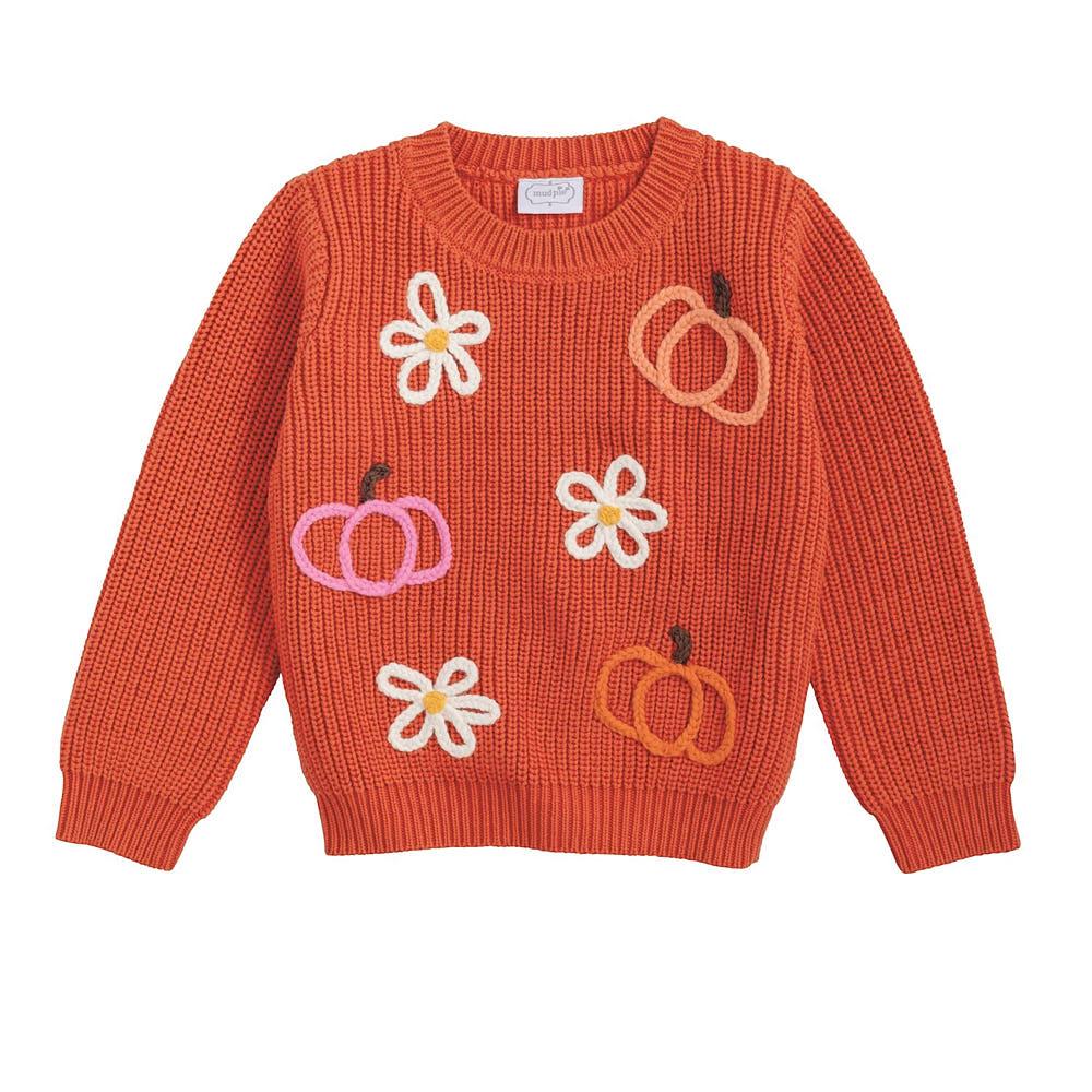 Pumpkin and Flower Crewneck Sweater