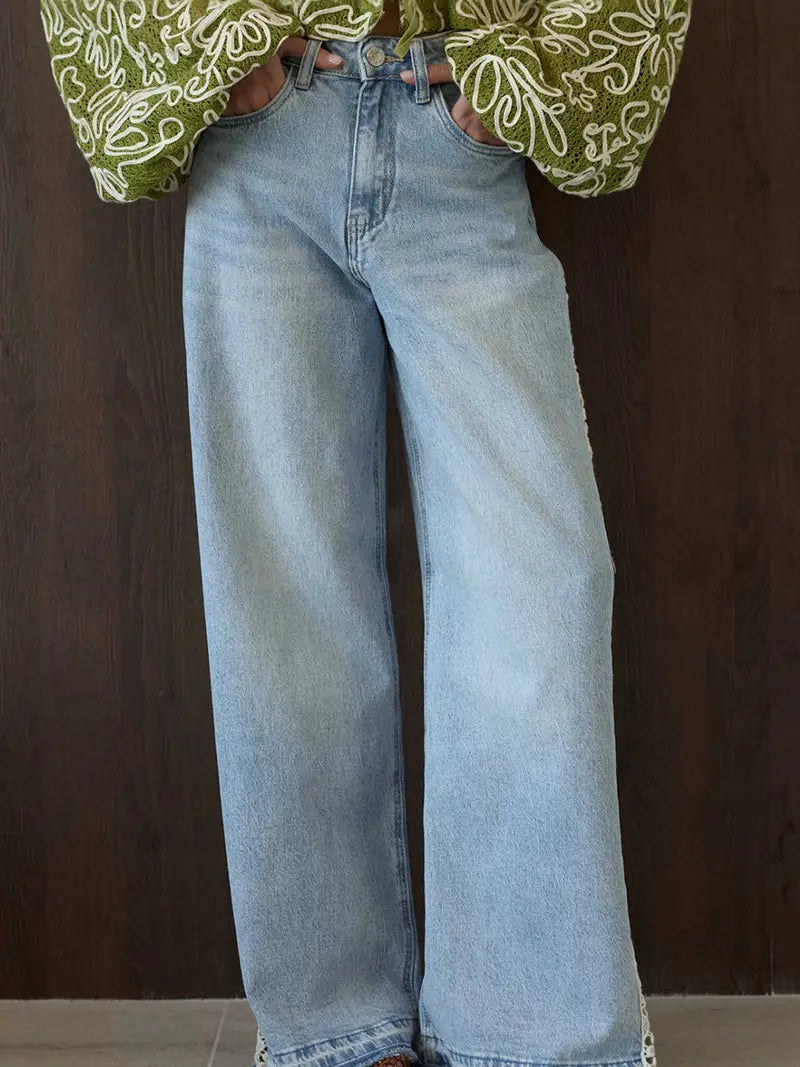 Straight Leg Jeans with Side Accents