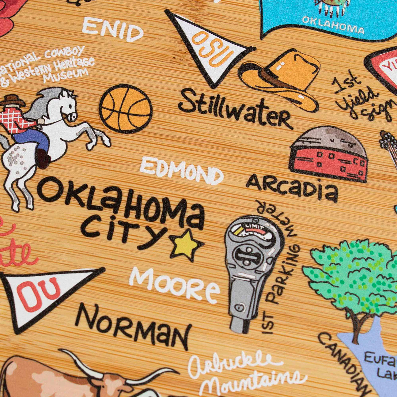 Oklahoma Cutting Board with Artwork by Fish Kiss