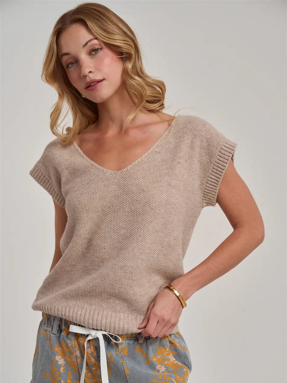Textured V Neck Relaxed Fit Essential Casual Dolman Sweater