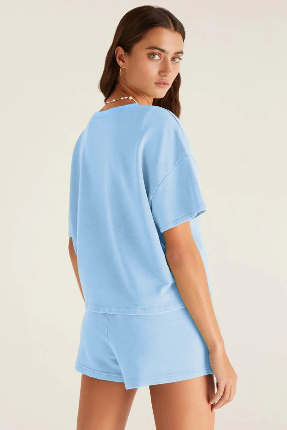 V-Neck Drop Shoulder Tee & Short Set