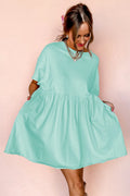 Pocketed Raw Edge Babydoll Dress