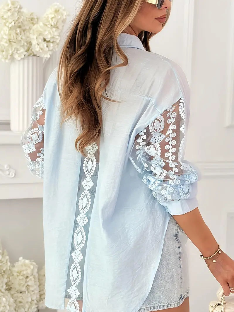 Long Sleeve Button-Up Shirt - Blue