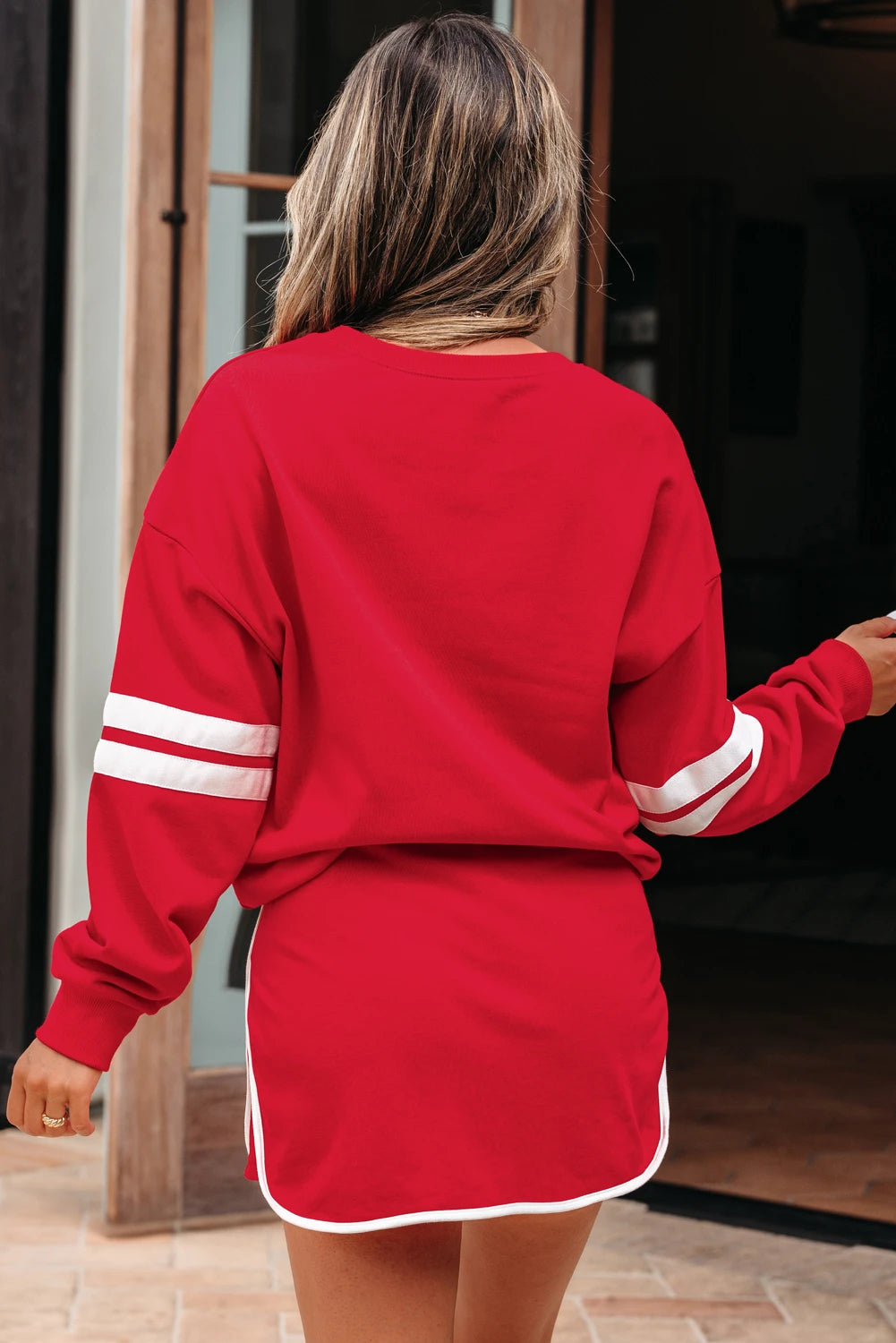 Varsity Stripe Pullover Mini Skort Set