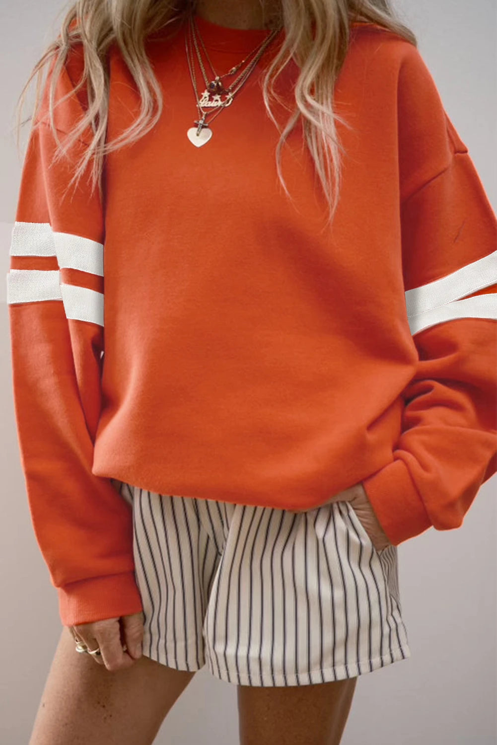 Orange Varsity Drop Shoulder Sweatshirt