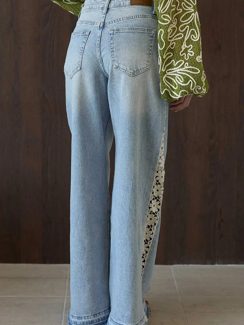 Straight Leg Jeans with Side Accents