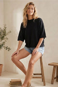 Lightweight S/S Oversized Sweater - Black