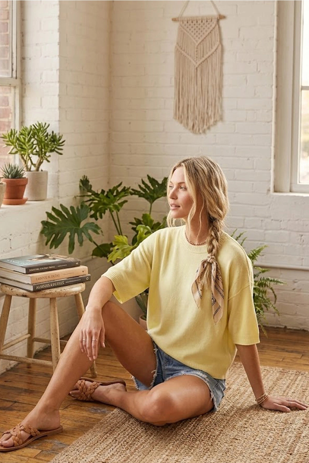 Lightweight S/S Oversized Sweater Yellow