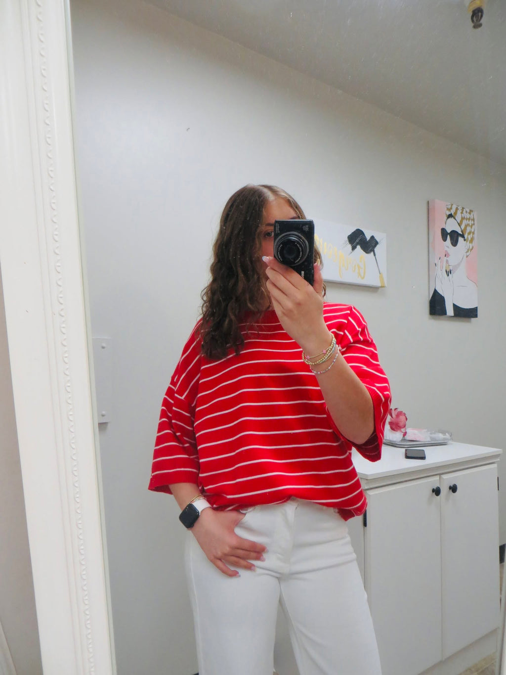 Striped Knit Short Sleeve Top