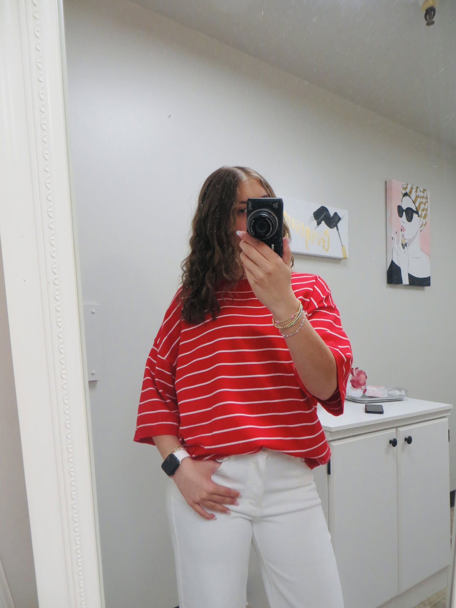 Striped Knit Short Sleeve Top