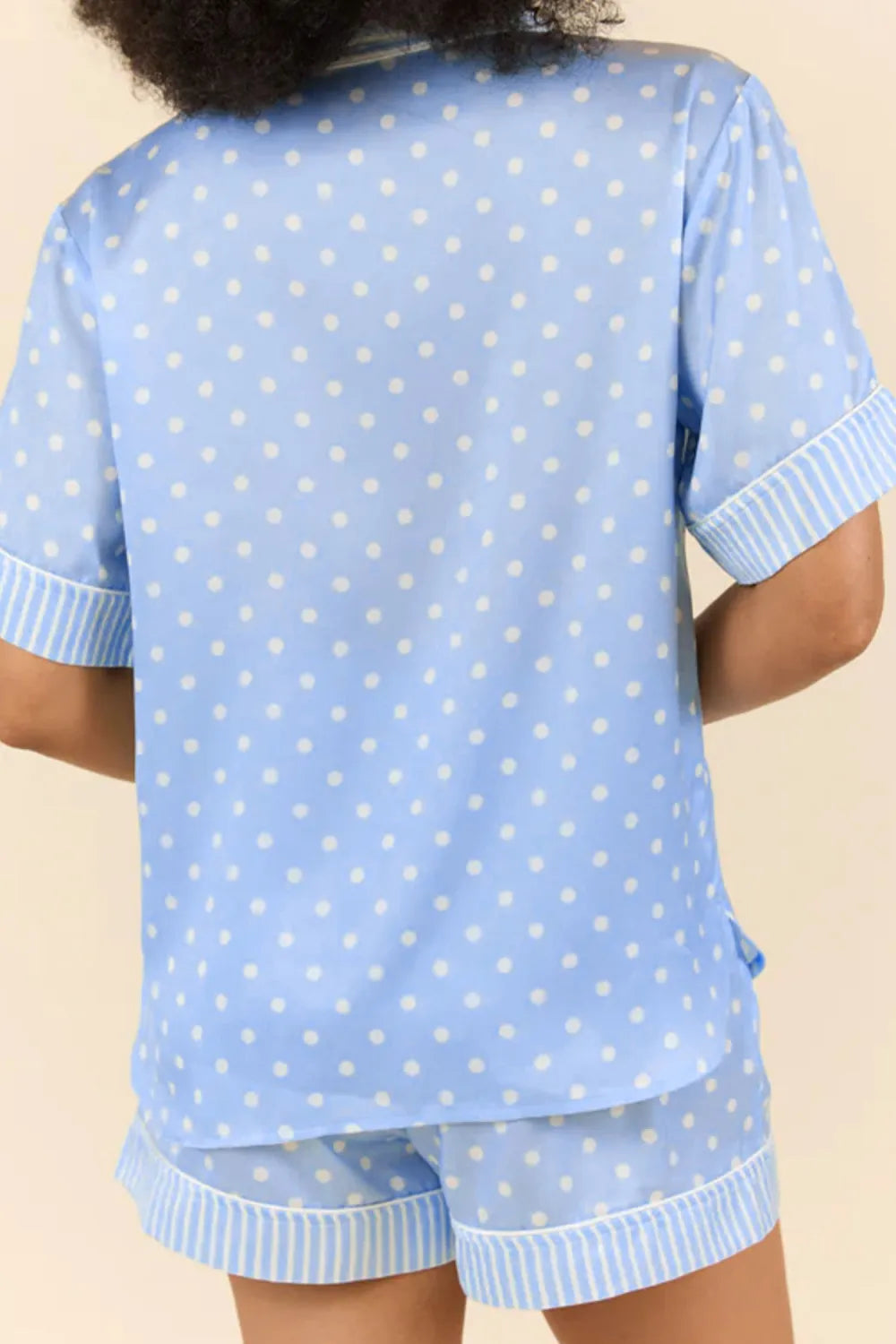 Dotted Print Short Pajama Set - Sky Blue