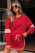 Varsity Stripe Pullover Mini Skort Set