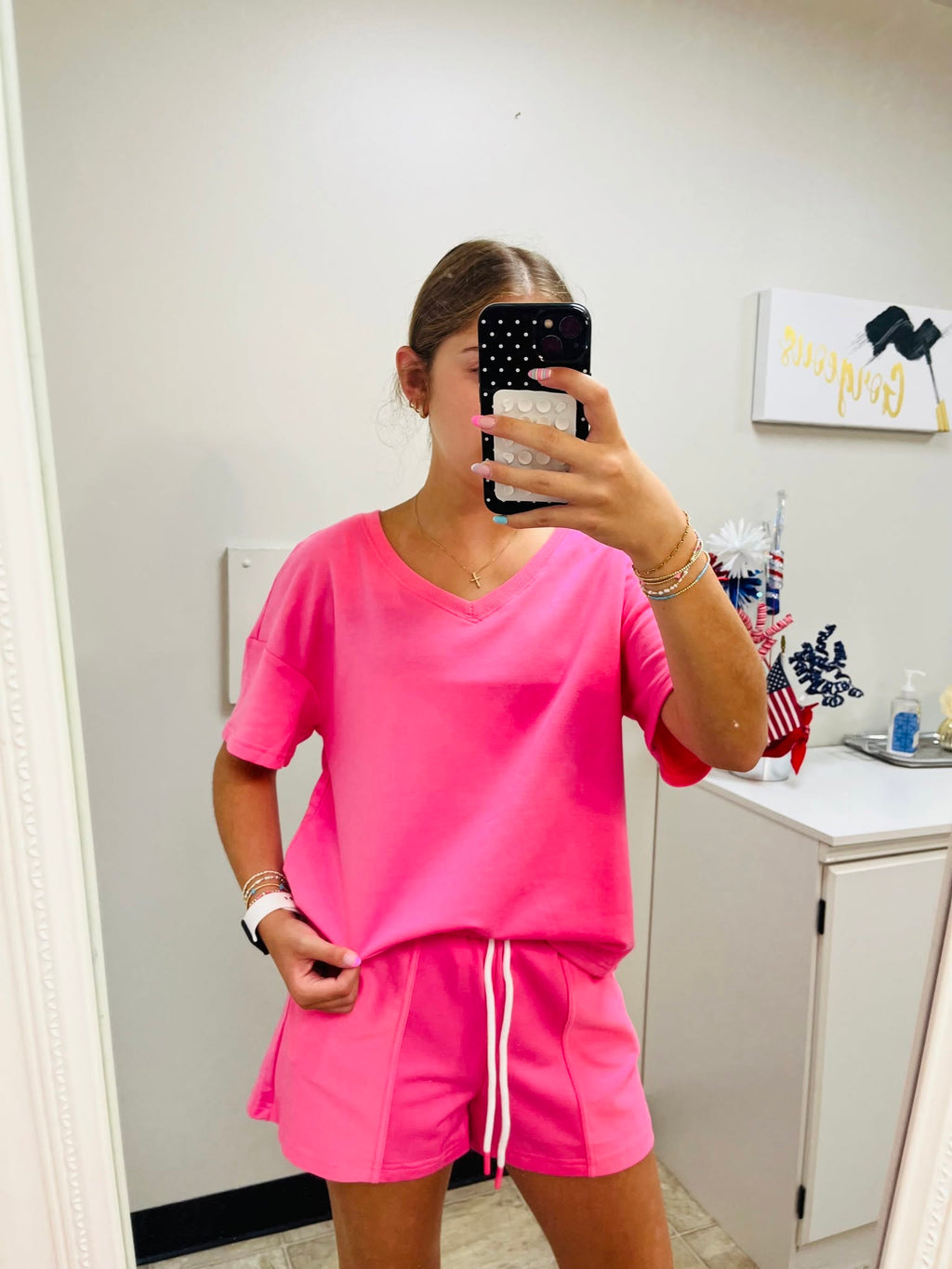 V-Neck Drop Shoulder Tee & Short Set