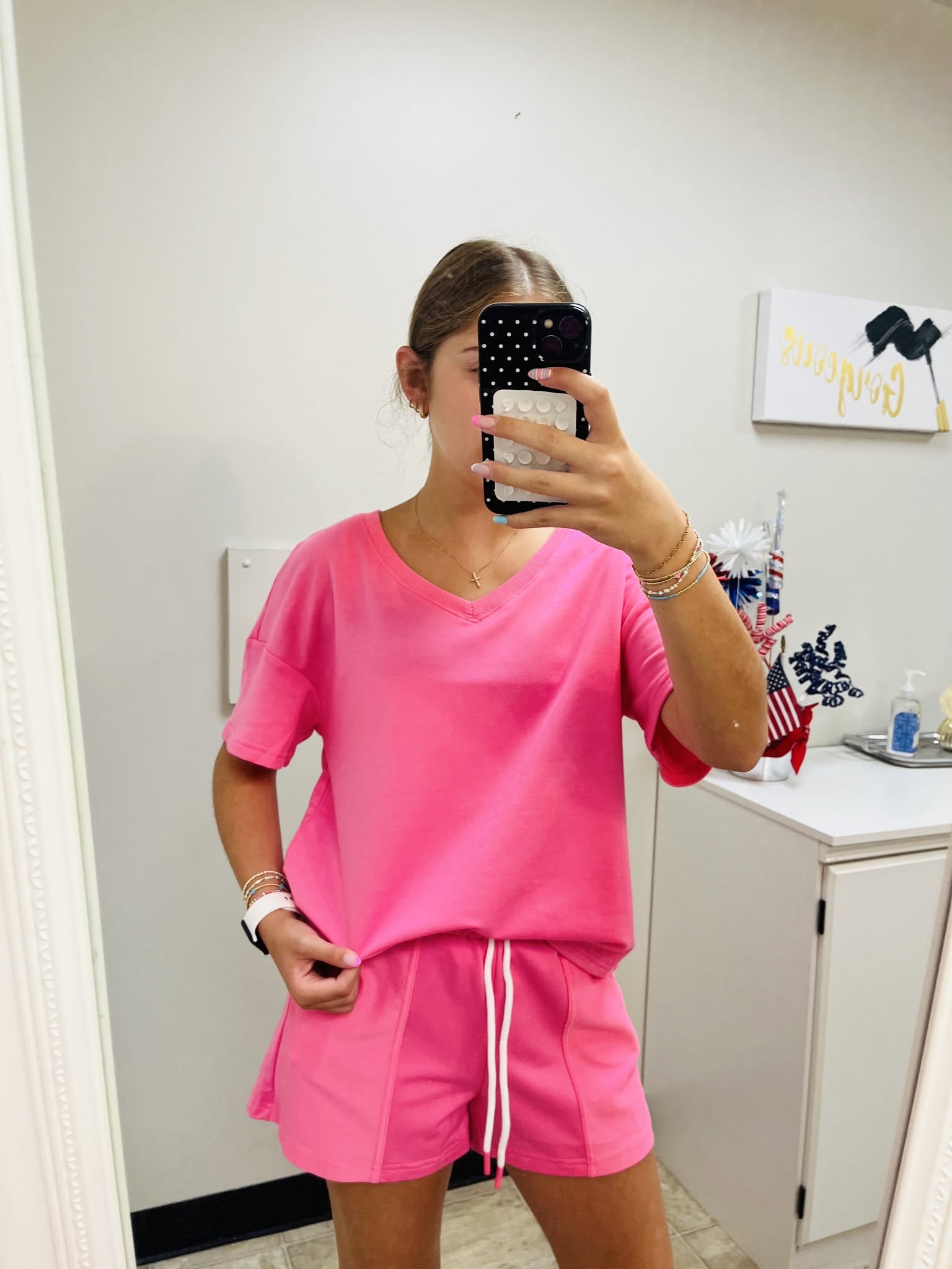 V-Neck Drop Shoulder Tee & Short Set