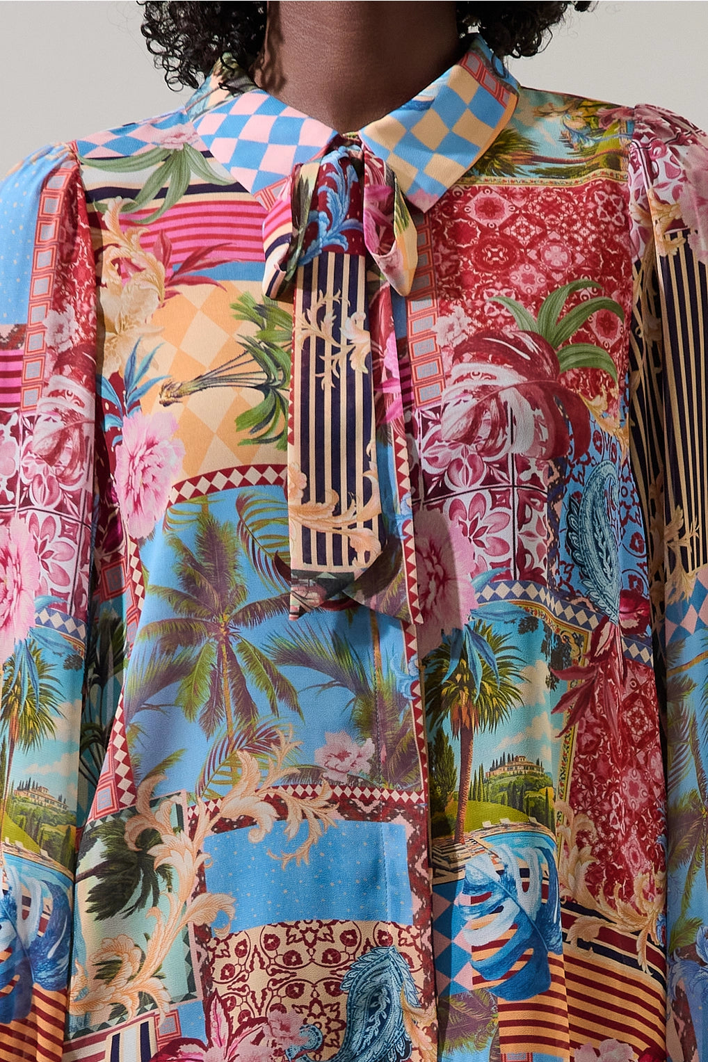 Melani Tropical Long Sleeve Blouse