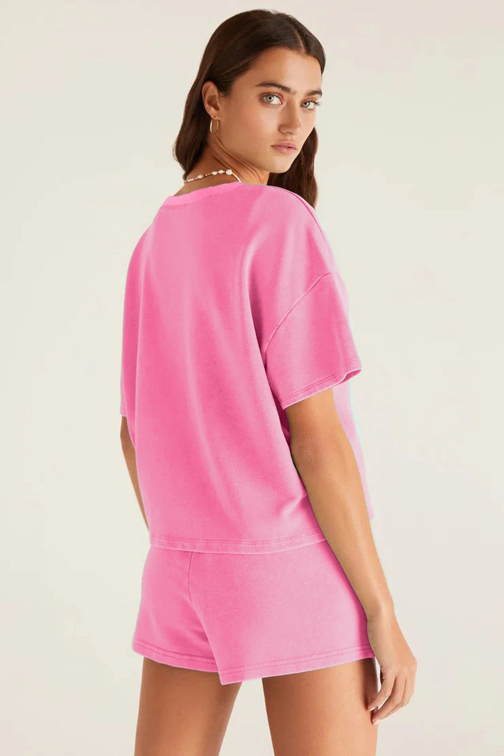 V-Neck Drop Shoulder Tee & Short Set