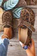 Patchwork Retro Buckle Slip-On - Leopard