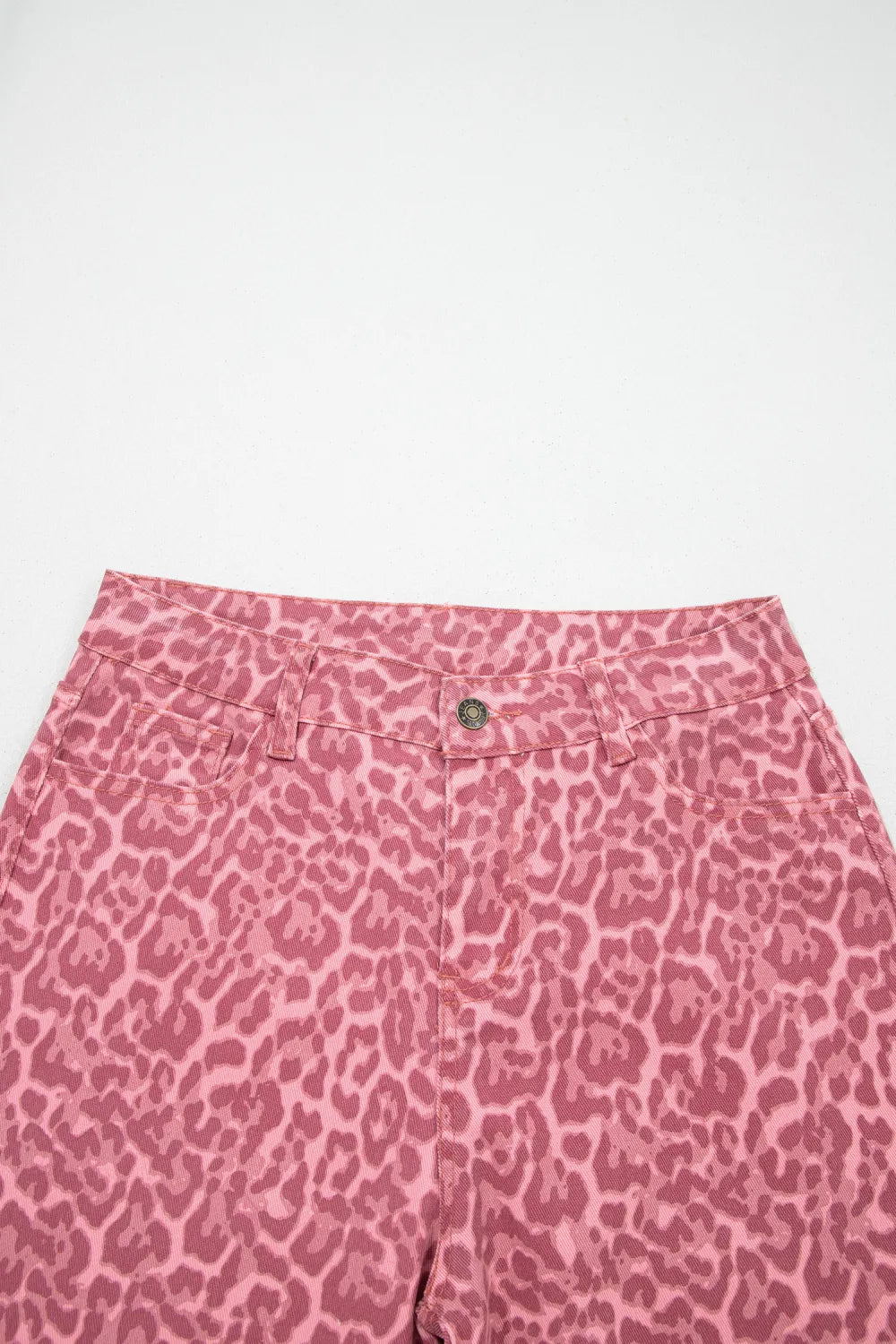 Rose Leopard Wide Leg High Waist Jeans