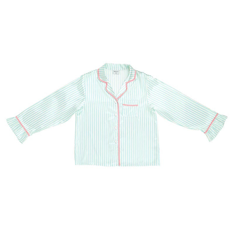 Striped Ruffle Pj Set with Velvet Rick Rack