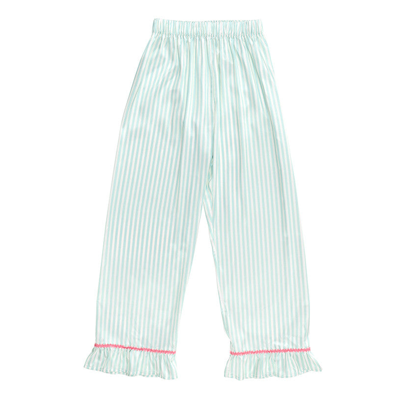 Striped Ruffle Pj Set with Velvet Rick Rack