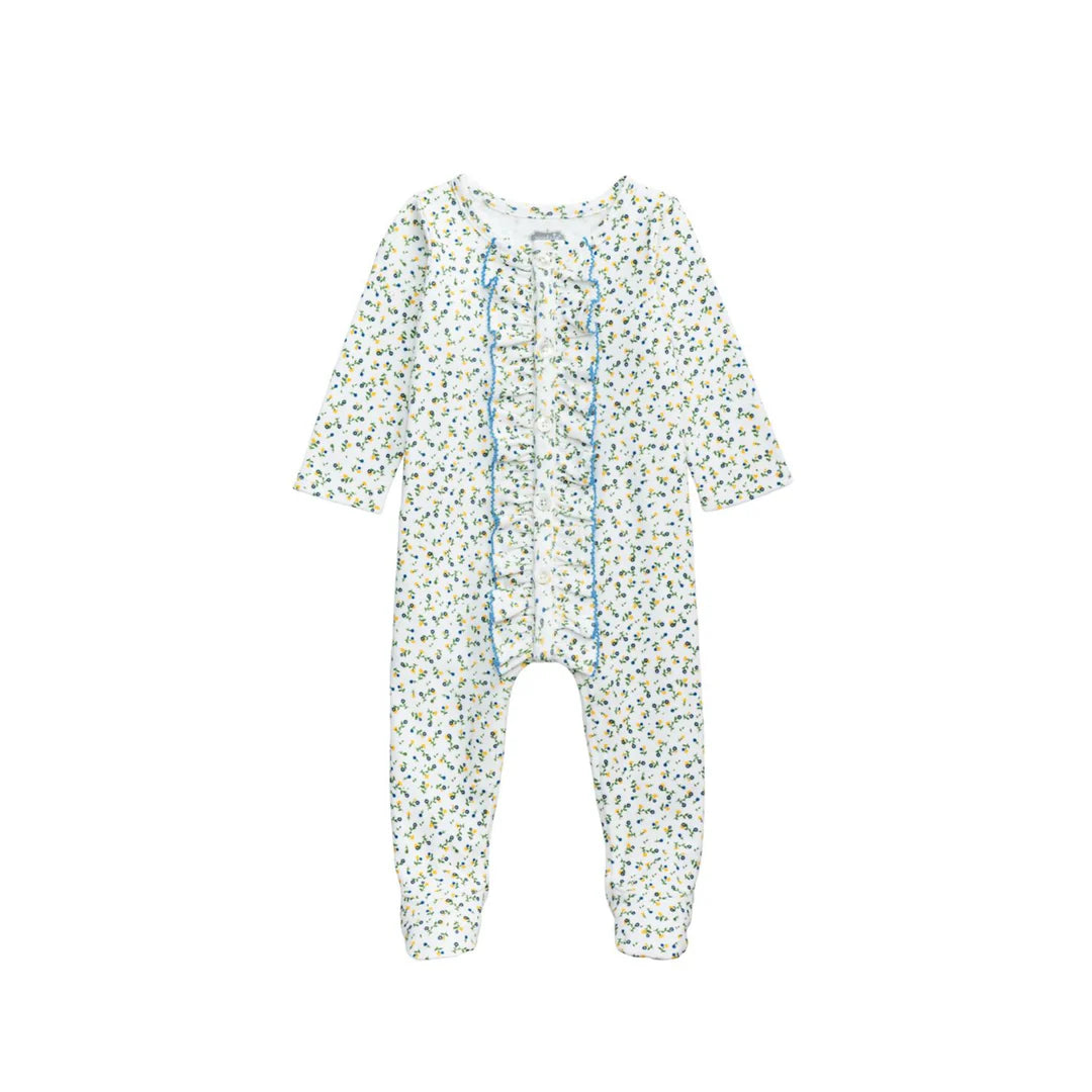 White Ditsy Floral Ruffle Sleeper