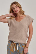 Textured V Neck Relaxed Fit Essential Casual Dolman Sweater