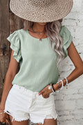 Aqua Ruffled S/S Casual Blouse
