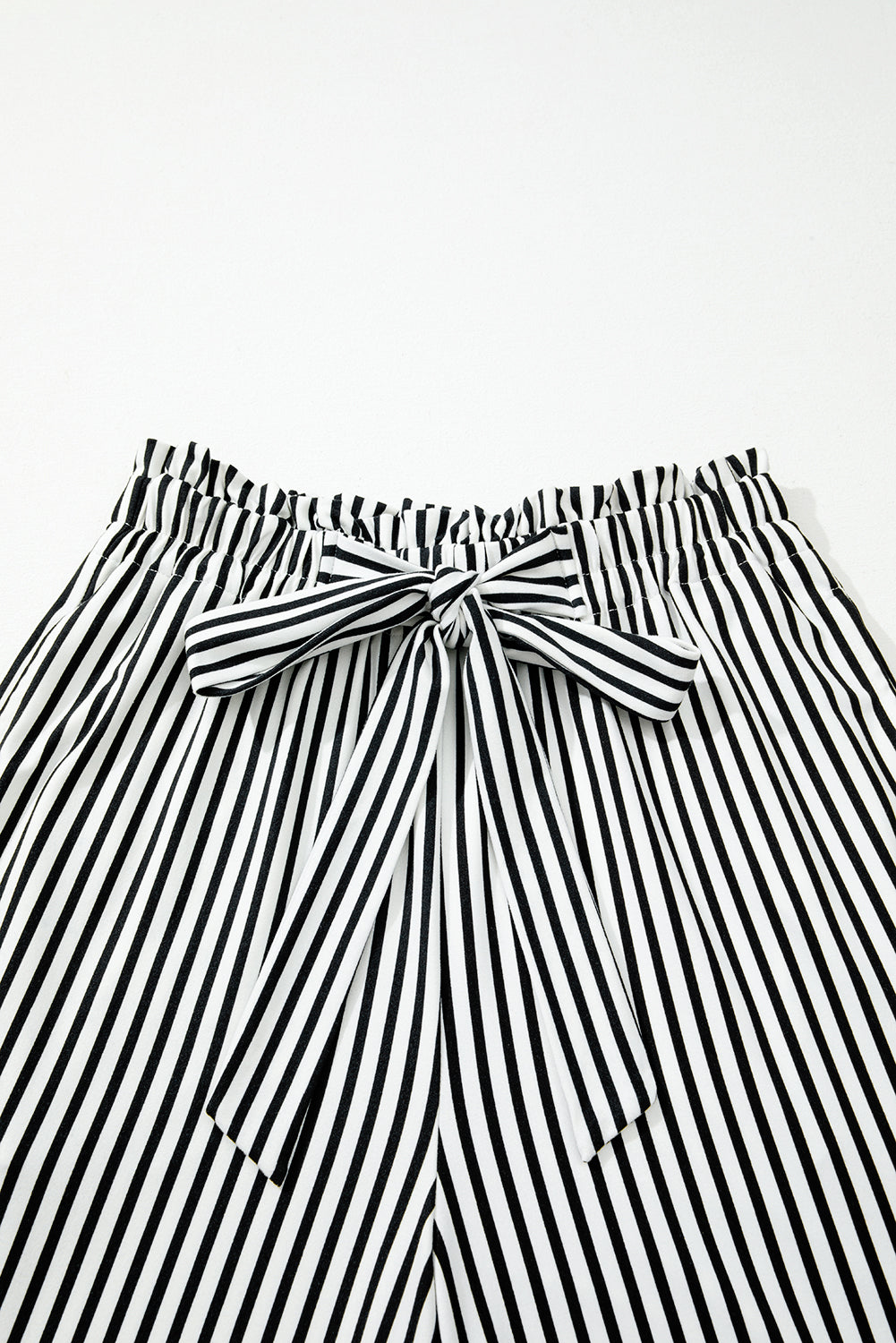 Black Stripe Tied High Waist Casual Pants