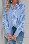 Sky Blue Stripe Button Up Long Sleeve Shirt