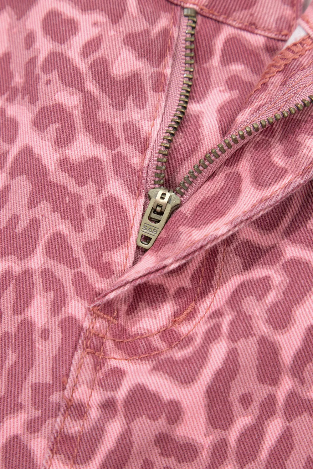 Rose Leopard Wide Leg High Waist Jeans