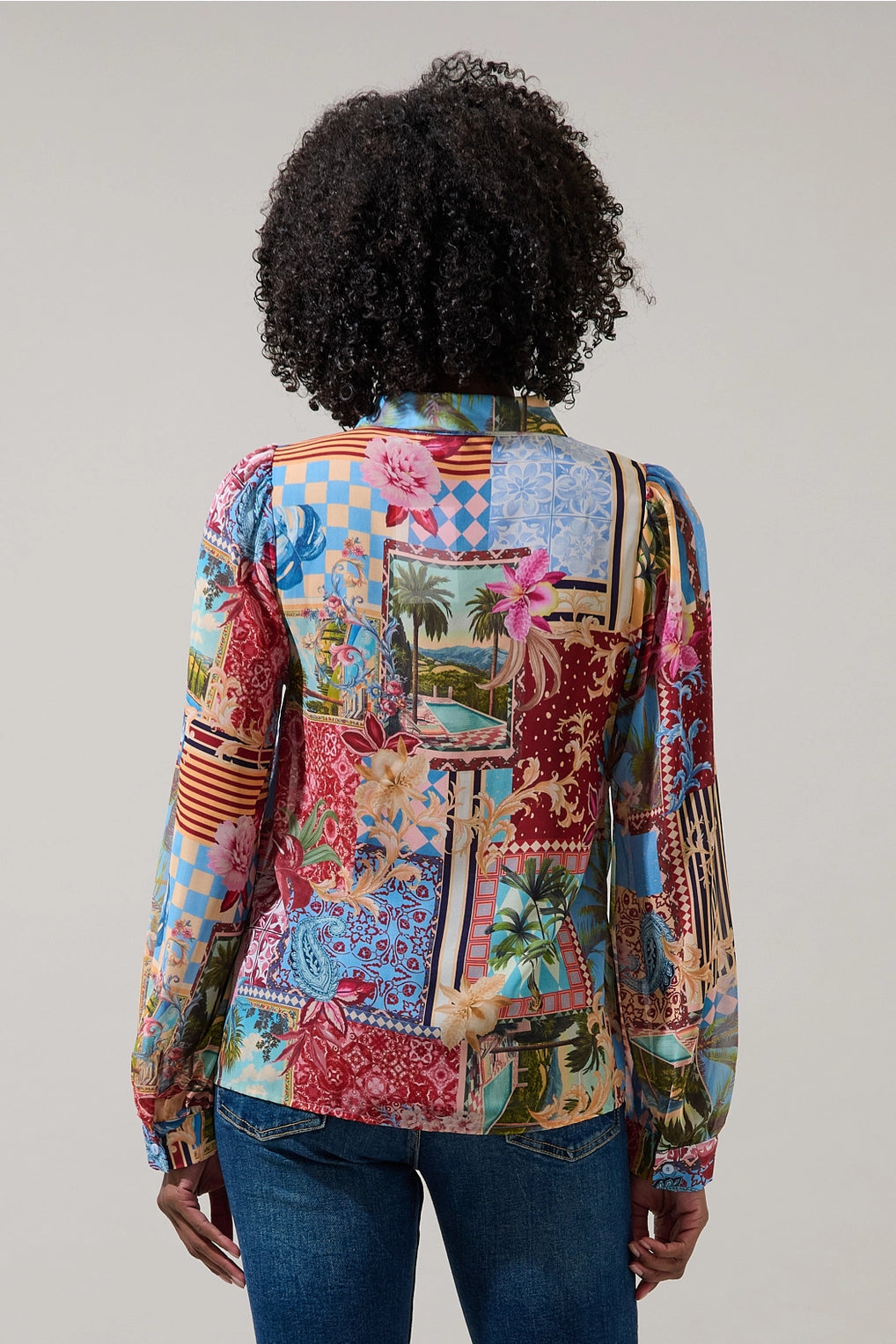 Melani Tropical Long Sleeve Blouse