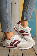 White Color Block Breathable Lace-Up Sneakers