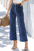 Sail Blue High Waist Wide Leg Cropped Jeans