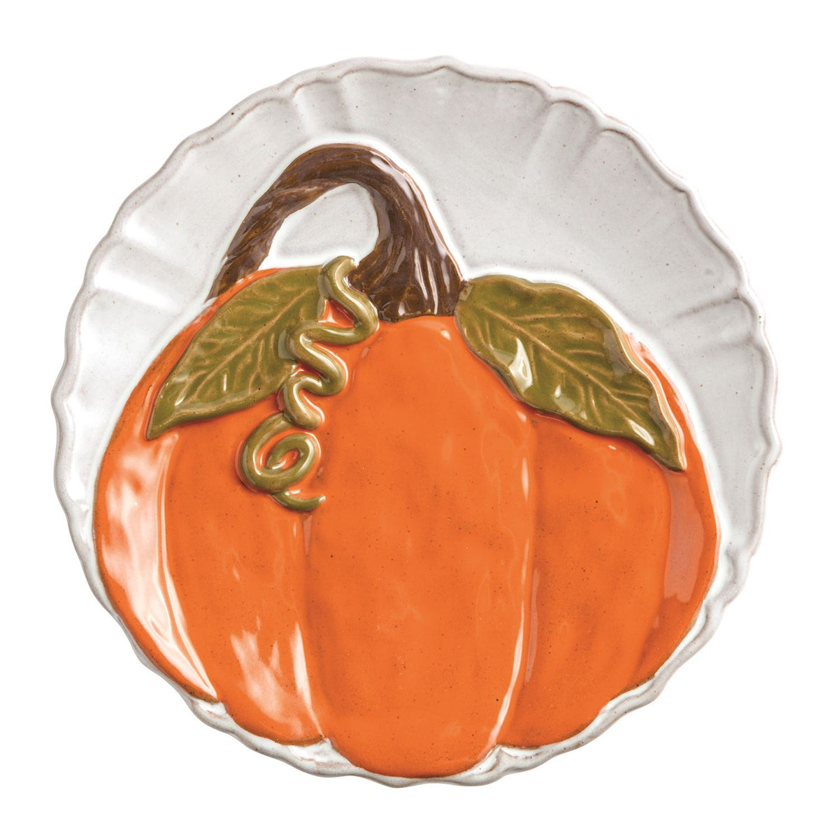 Orange With Lace Gather Salad Plate