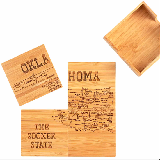 4-Piece Oklahoma Puzzle Coaster Set with Case