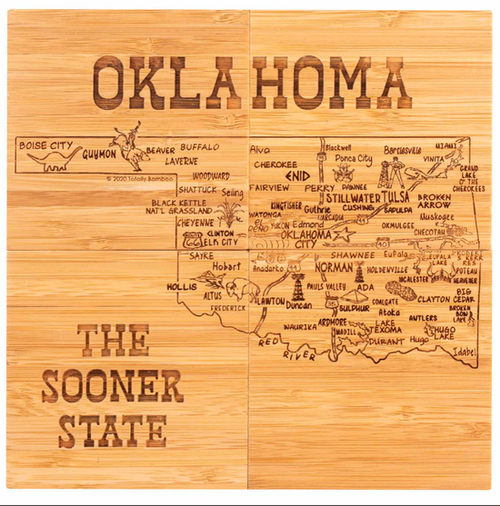 4-Piece Oklahoma Puzzle Coaster Set with Case