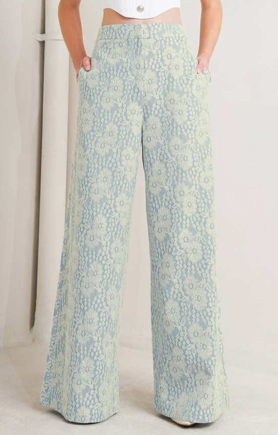 A Woven Bonded Lace Pant