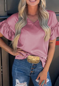 Toadstool Satin Ruffle Sleeve Top