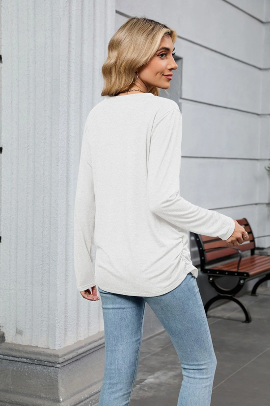 Soft V-Neck Long Sleeve - White