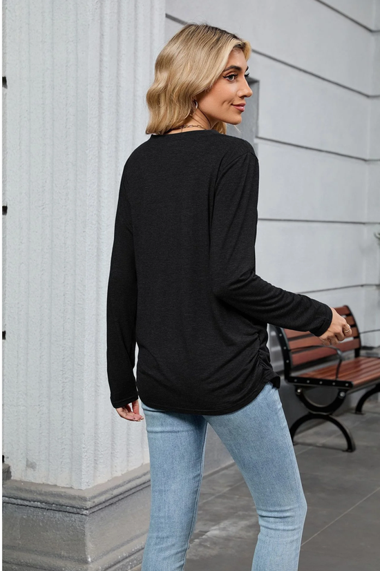 Soft V-Neck Long Sleeve - Black