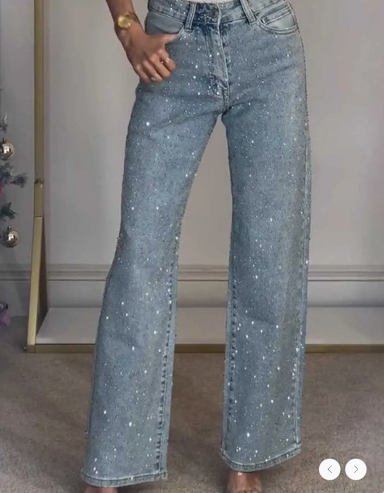 Rhinestone Straight Leg Jean