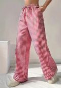 Red Gingham Wide Leg Pants