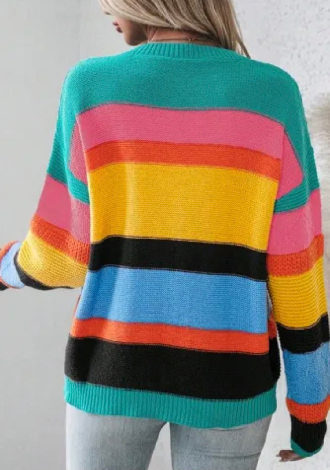 Yellow Colorblock Drop Shoulder Sweater