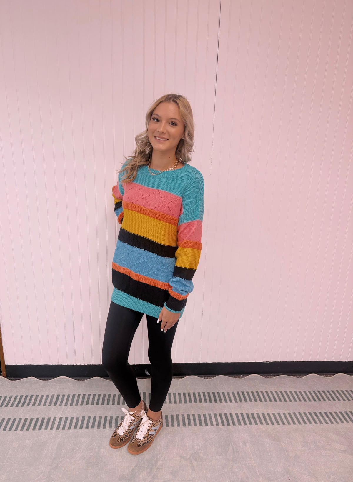 Yellow Colorblock Drop Shoulder Sweater