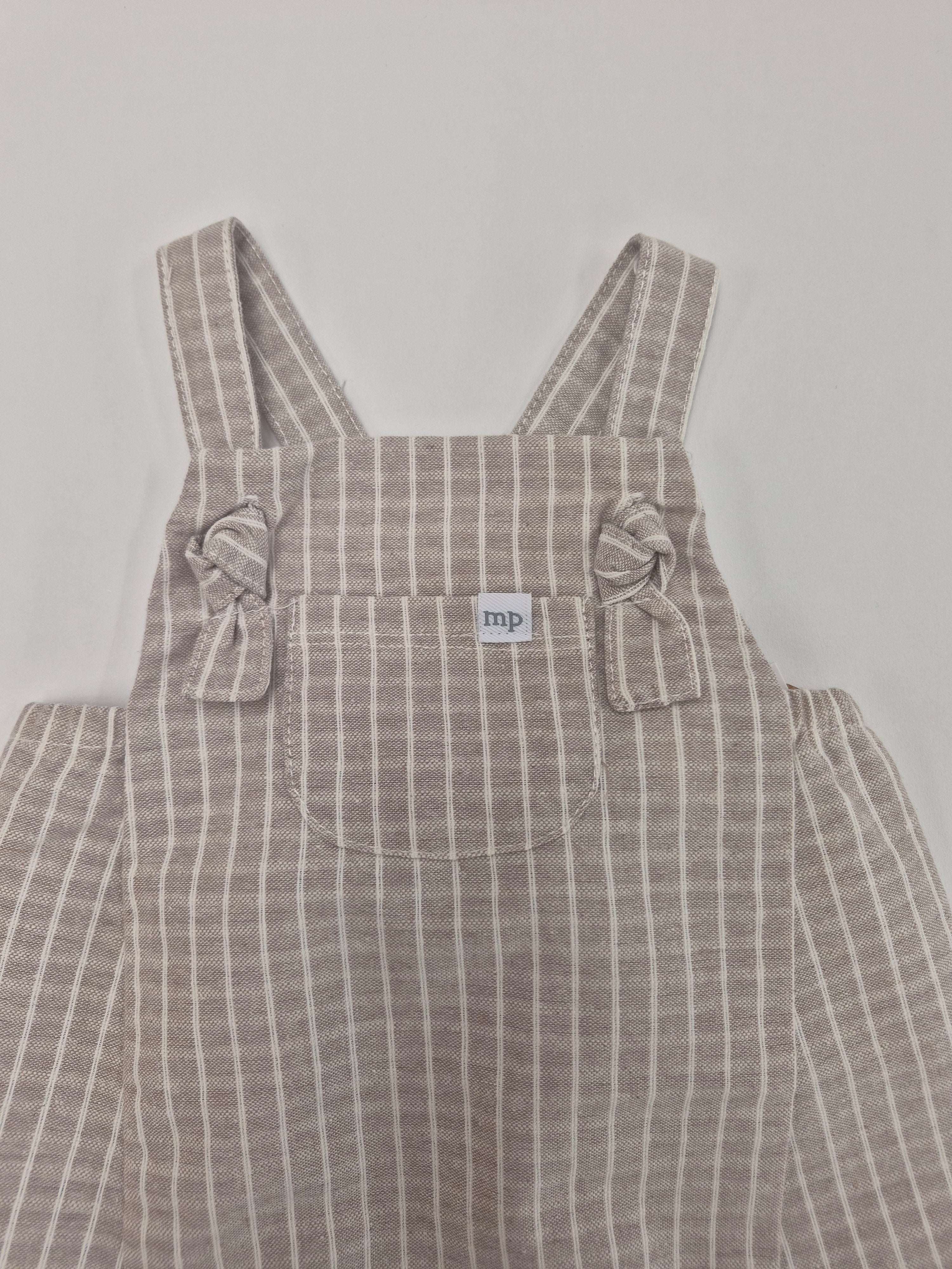 Tan Striped Baby Romper