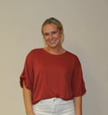 Tie Sleeve Soft Tee-Rust