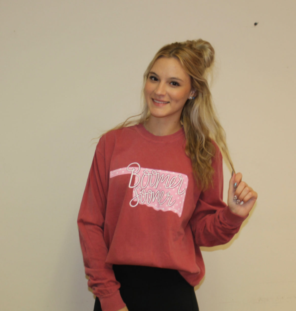 2026 OU Story Board LS Crimson Sweater