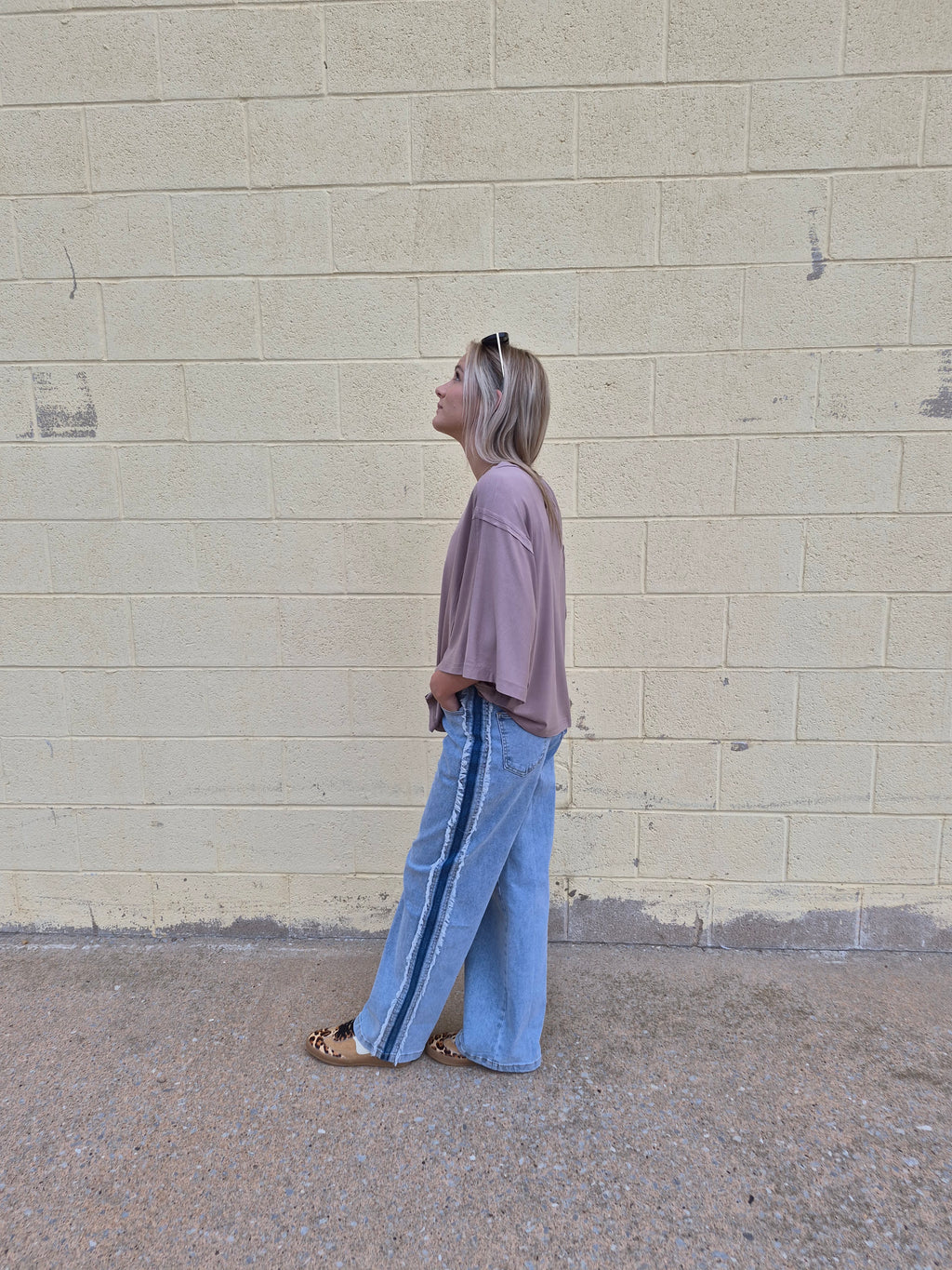 Beau Blue Frayed Side Panel Patchwork Jeans